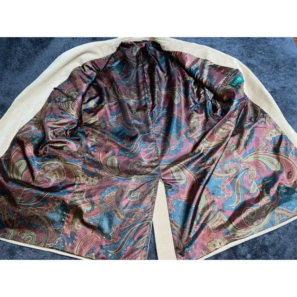 Lauren Ralph Lauren Men's Corduroy Coat Blazer Two‎ Button Brown Paisley 42L